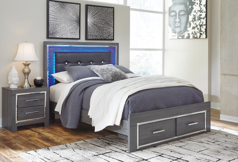 Lodanna Queen Panel Bed with 2 Storage Drawers with Dresser in Gray - PKG003581