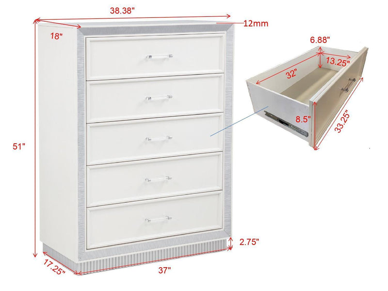 Lolo 5 PC (Queen Bed, Dresser, Mirror, Nightstand, Chest) - B467-Queen-5PC