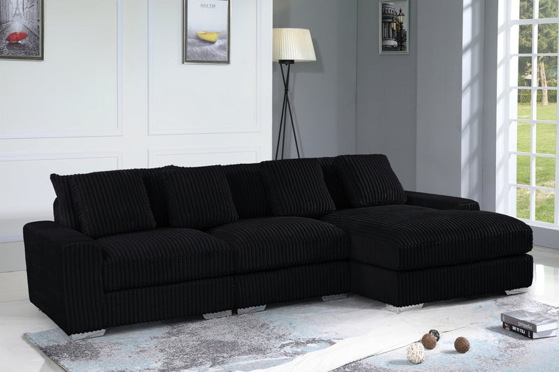 London Black 3-pc Sectional Raf Chaise - LNDN-BK-3-PC-SC-RF-C