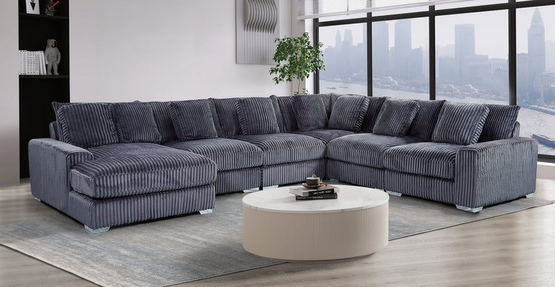 London Gray 6-pc Sectional Laf Chaise - LNDN-GY-6-PC-SC-LF-C