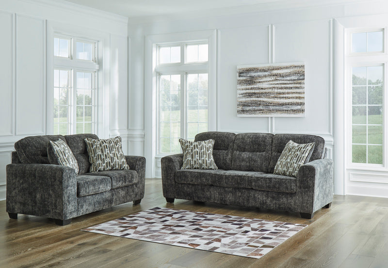Lonoke Gunmetal Living Room Set - Lara FurnitureLiving Room Set