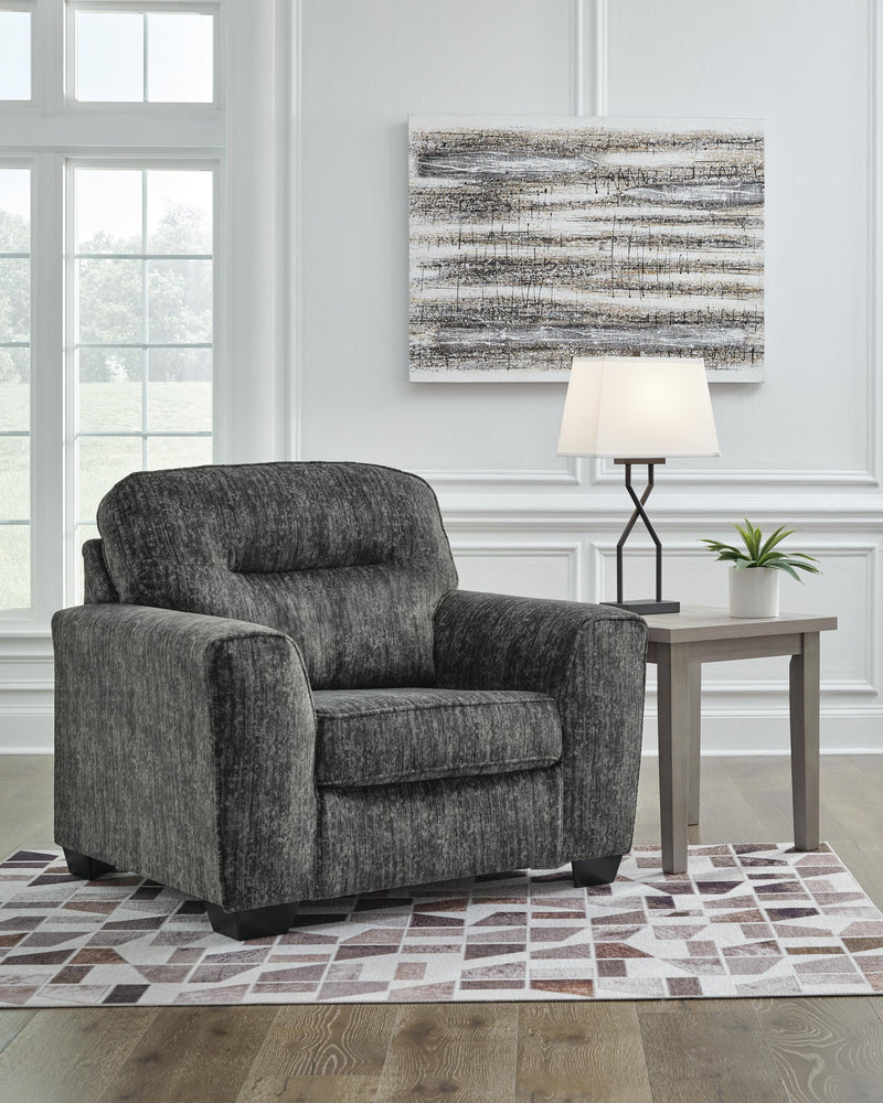 Lonoke Gunmetal Loveseat, Oversized Chair and Ottoman - 50504U10