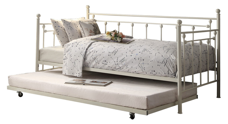 Lorena White Metal Daybed with Trundle - Lara FurnitureDaybed