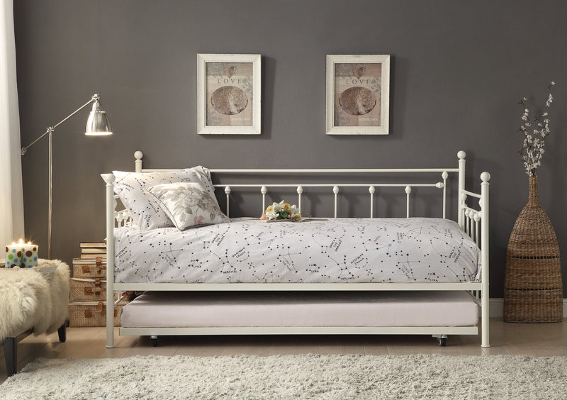 Lorena White Metal Daybed with Trundle - Lara FurnitureDaybed
