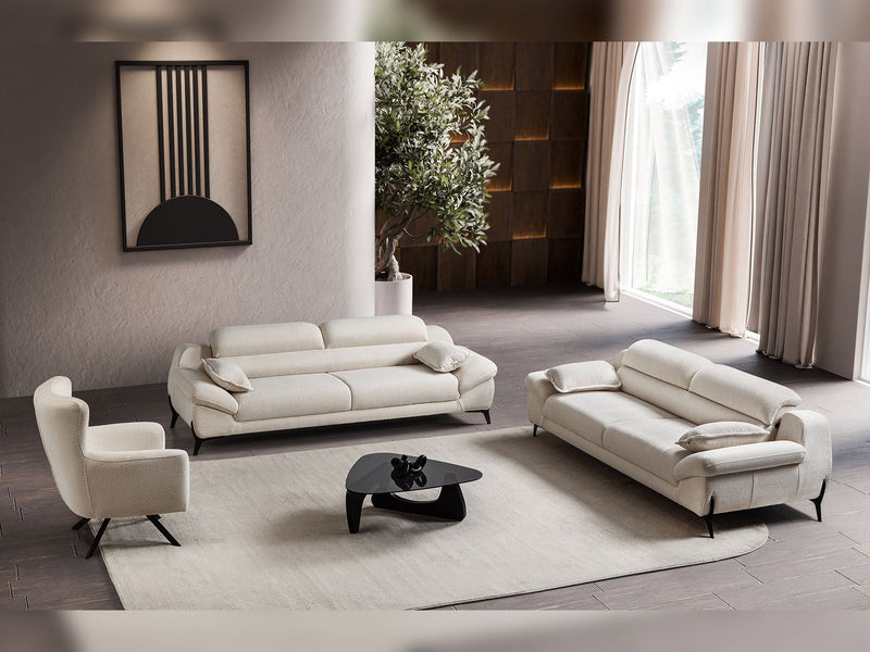 Lorenzo 3-pieces (Sofa & Loveseat & Chair) Livingroom Set in Cream - 200-ST-LOR-SOFT01-321