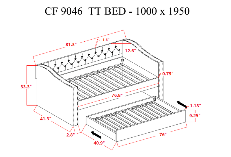 Loretta Gray Twin Daybed - Lara FurnitureDaybed