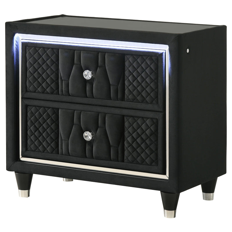 Lorient 2-drawer LED Nightstand with USB Black - 223162