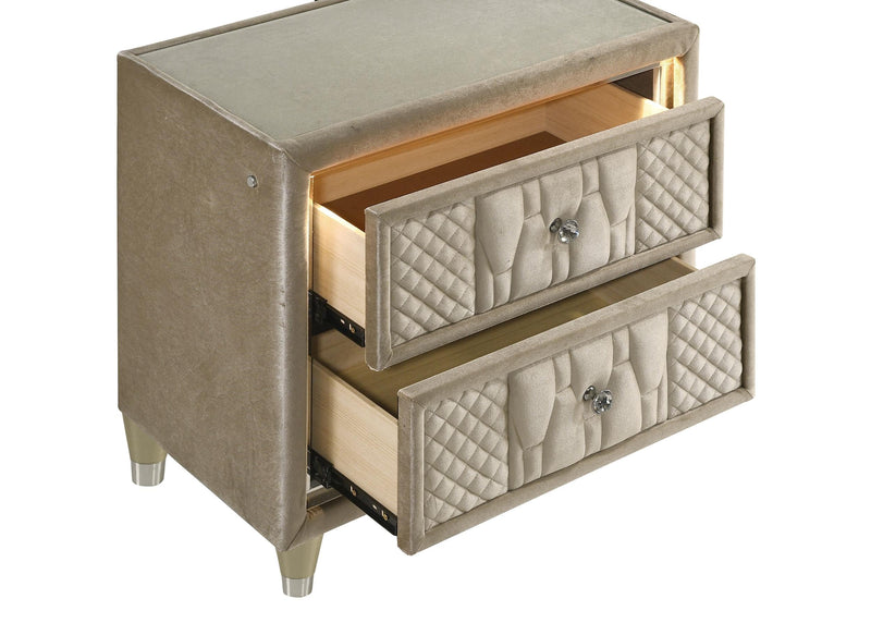 Lorient 2-drawer LED Nightstand with USB Ivory and Camel - 222662