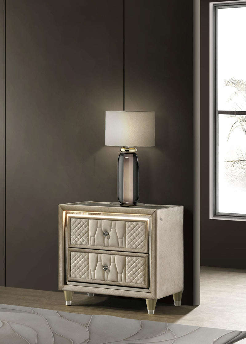 Lorient 2-drawer LED Nightstand with USB Ivory and Camel - 222662
