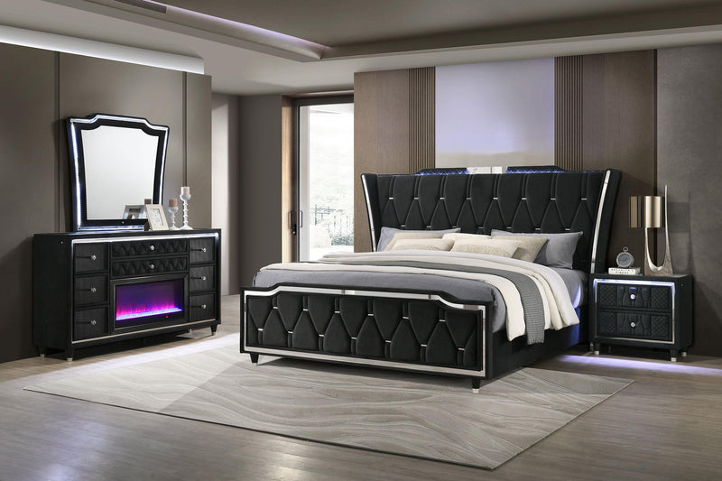 Lorient 4-piece Eastern King Bedroom Set Black - 223161KE-S4B