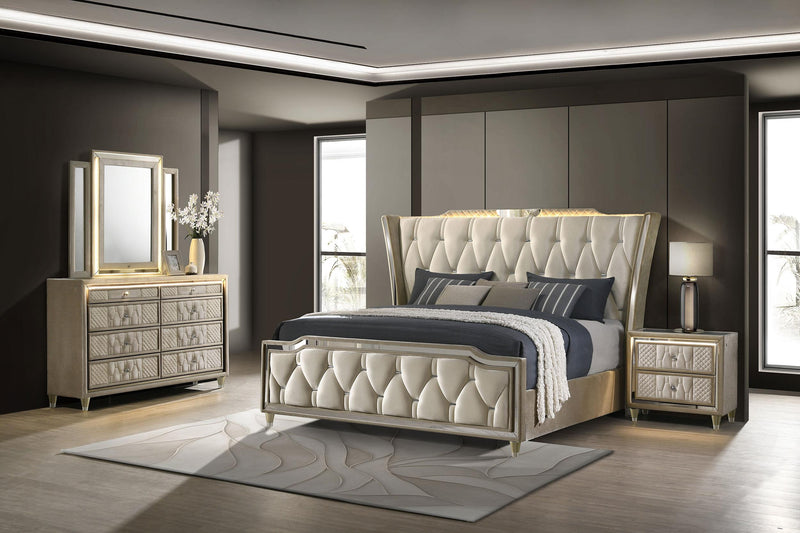 Lorient 4-piece Queen Bedroom Set Ivory and Camel - 222661Q-S4