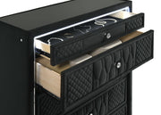 Lorient 5-drawer LED Chest of Drawers Black - 223165