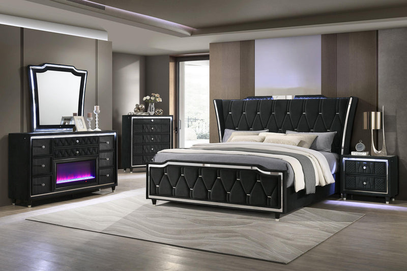 Lorient 5-drawer LED Chest of Drawers Black - 223165
