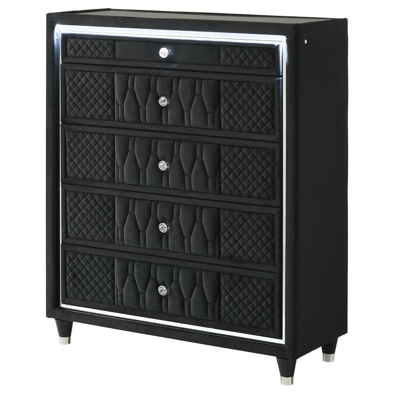 Lorient 5-drawer LED Chest of Drawers Black - 223165