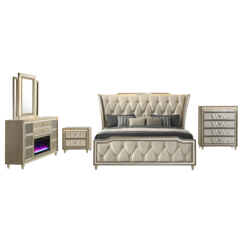 Lorient 5-piece California King Bedroom Set Ivory and Camel - 222661KW-S5B