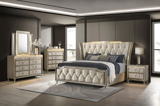 Lorient 5-piece Eastern King Bedroom Set Ivory and Camel - 222661KE-S5