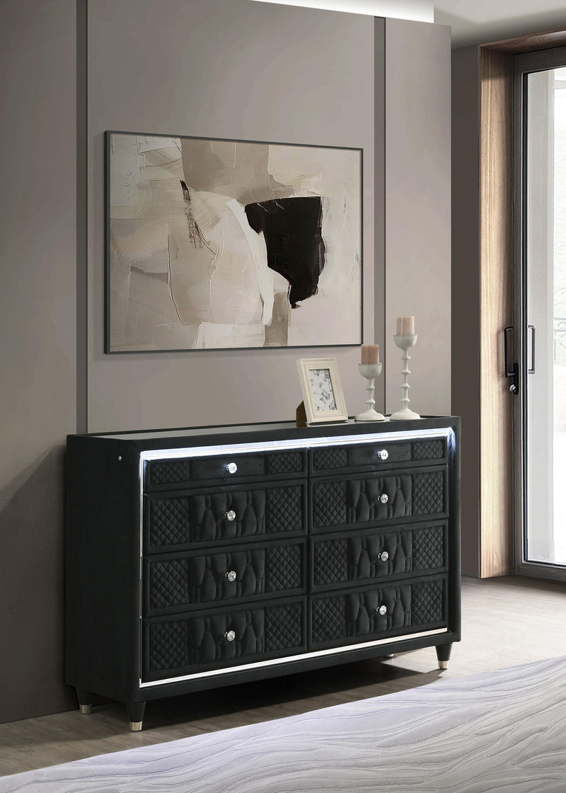 Lorient 8-drawer LED Bedroom Dresser Cabinet Black - 223163