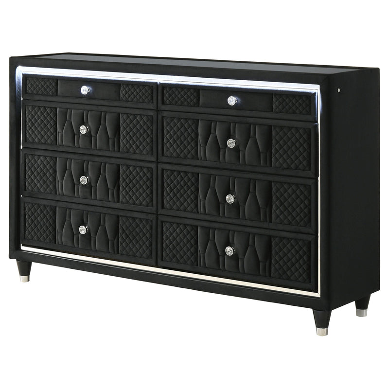 Lorient 8-drawer LED Bedroom Dresser Cabinet Black - 223163