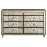 Lorient 8-drawer LED Bedroom Dresser Cabinet Ivory and Camel - 222663