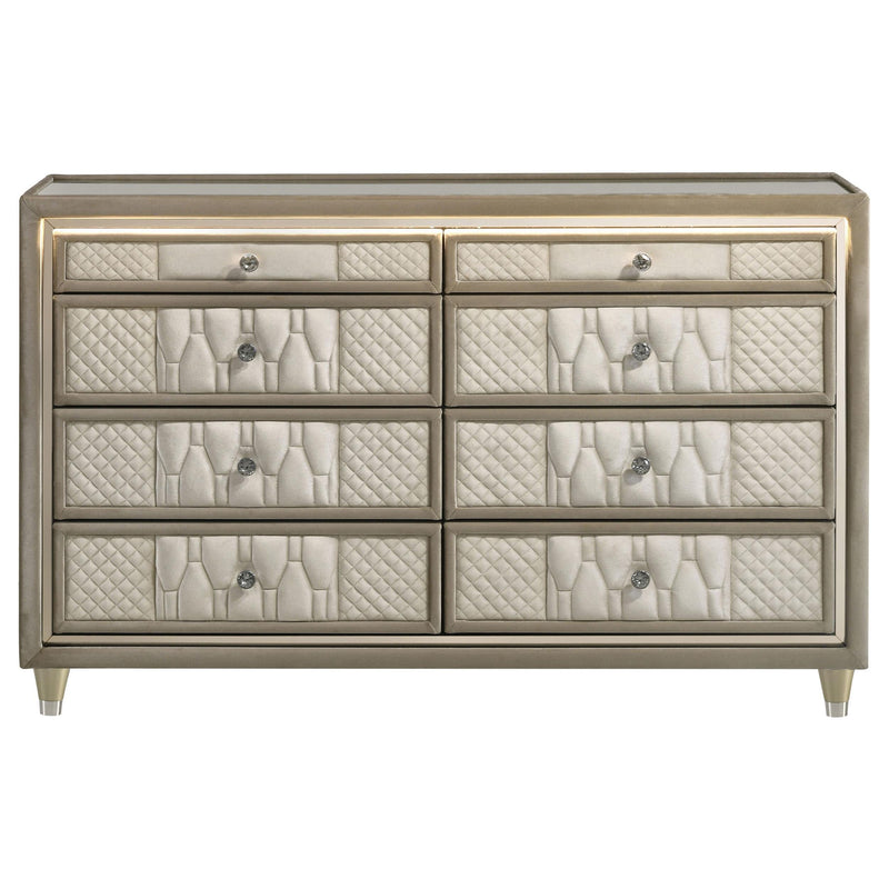 Lorient 8-drawer LED Bedroom Dresser Cabinet Ivory and Camel - 222663