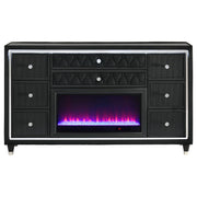 Lorient 8-drawer LED Bedroom Flame Box Dresser Black - 223163FB