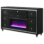 Lorient 8-drawer LED Bedroom Flame Box Dresser Black - 223163FB