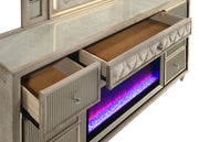 Lorient 8-drawer LED Bedroom Flame Box Dresser Ivory Camel - 222663FB