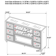 Lorient 8-drawer LED Bedroom Flame Box Dresser Ivory Camel - 222663FB