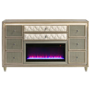 Lorient 8-drawer LED Bedroom Flame Box Dresser Ivory Camel - 222663FB