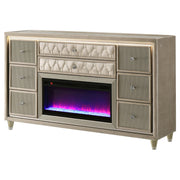 Lorient 8-drawer LED Bedroom Flame Box Dresser Ivory Camel - 222663FB
