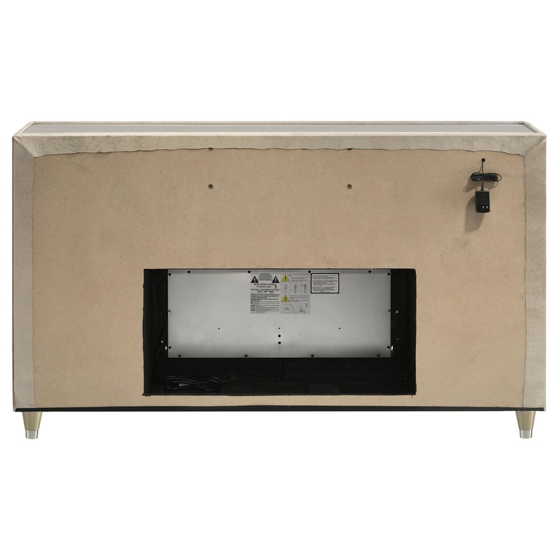 Lorient 8-drawer LED Bedroom Flame Box Dresser Ivory Camel - 222663FB