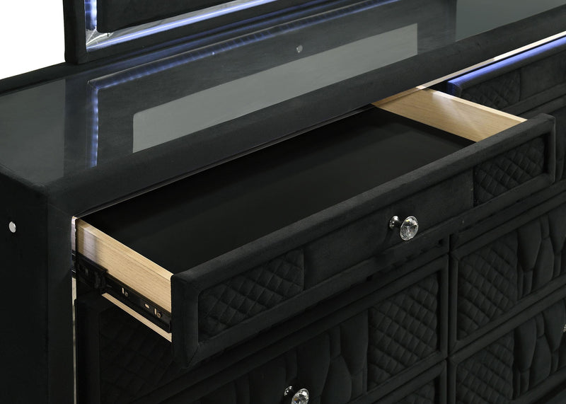 Lorient 8-drawer LED Dresser with Mirror Black - 223163M