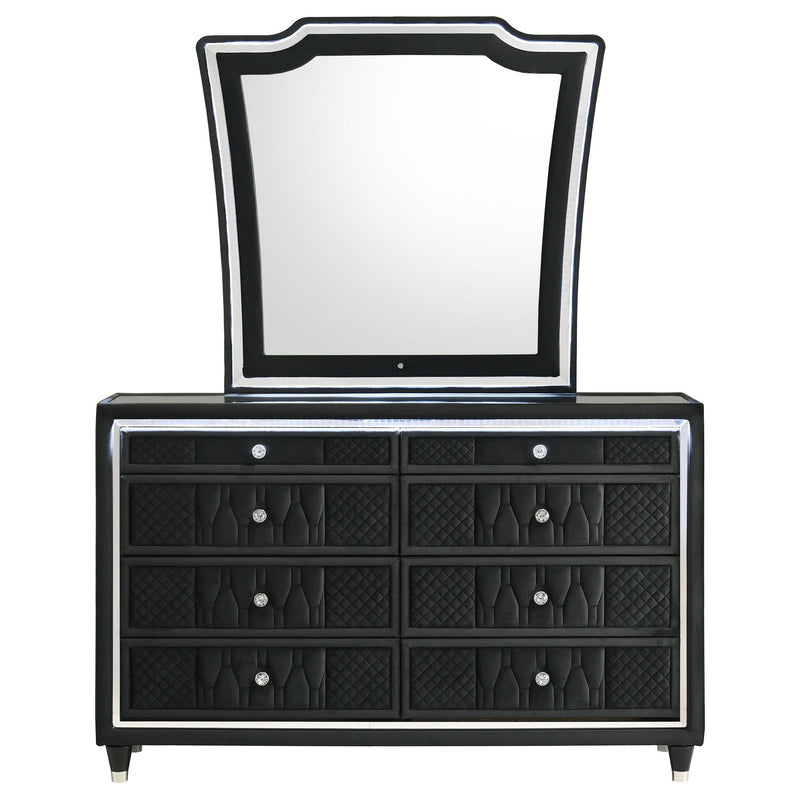 Lorient 8-drawer LED Dresser with Mirror Black - 223163M