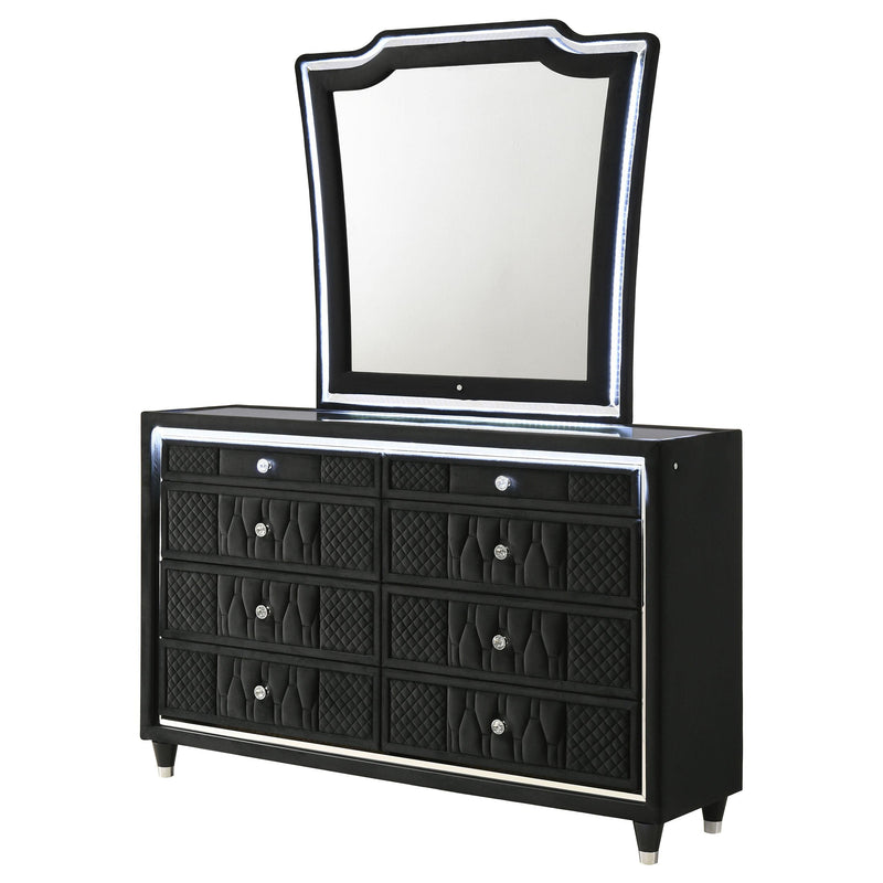 Lorient 8-drawer LED Dresser with Mirror Black - 223163M