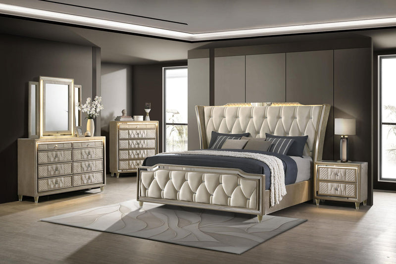 Lorient 8-drawer LED Dresser with Mirror Ivory and Camel - 222663M