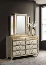 Lorient 8-drawer LED Dresser with Mirror Ivory and Camel - 222663M