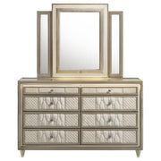 Lorient 8-drawer LED Dresser with Mirror Ivory and Camel - 222663M