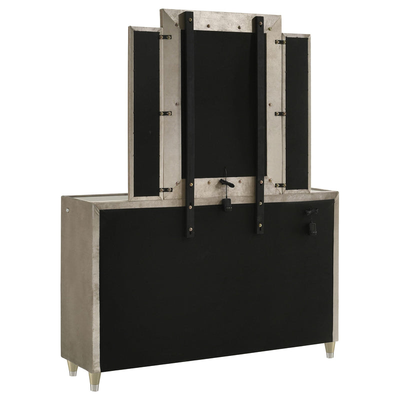 Lorient 8-drawer LED Dresser with Mirror Ivory and Camel - 222663M