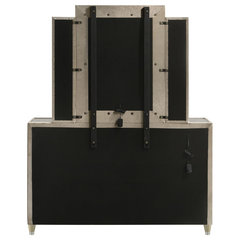 Lorient 8-drawer LED Dresser with Mirror Ivory and Camel - 222663M
