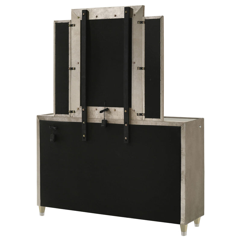Lorient 8-drawer LED Dresser with Mirror Ivory and Camel - 222663M