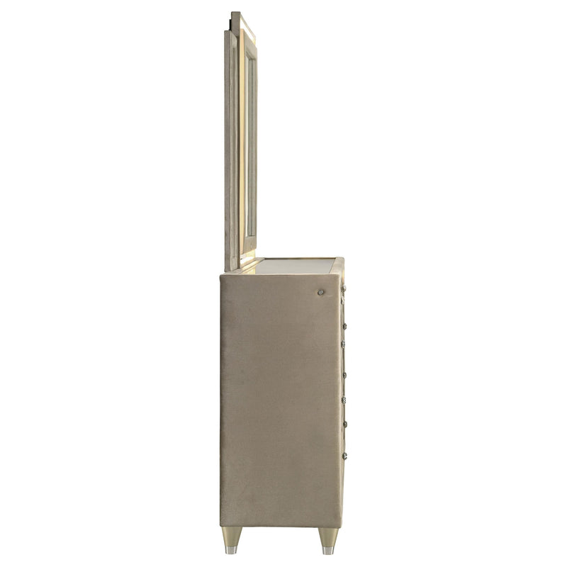 Lorient 8-drawer LED Dresser with Mirror Ivory and Camel - 222663M