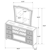 Lorient 8-drawer LED Flame Box Dresser and Mirror Black - 223163FBM