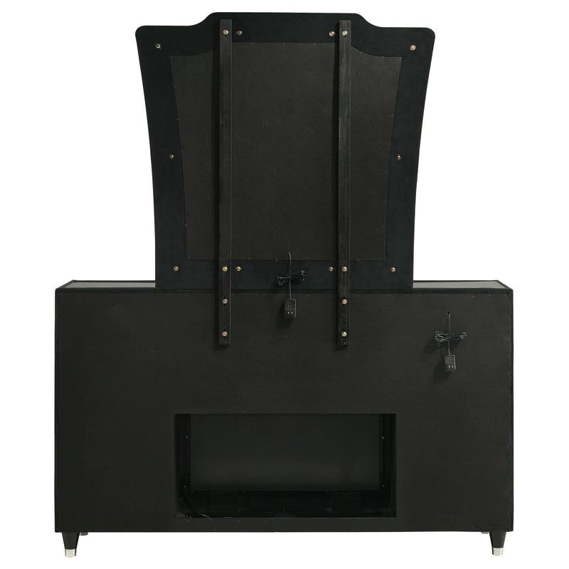 Lorient 8-drawer LED Flame Box Dresser and Mirror Black - 223163FBM