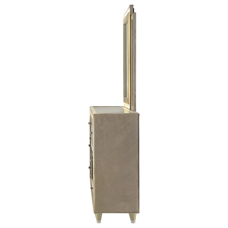 Lorient 8-drawer LED Flame Box Dresser and Mirror Ivory Camel - 222663FBM