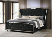 Lorient California King LED Upholstered Bed Black - 223161KW