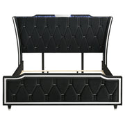 Lorient California King LED Upholstered Bed Black - 223161KW
