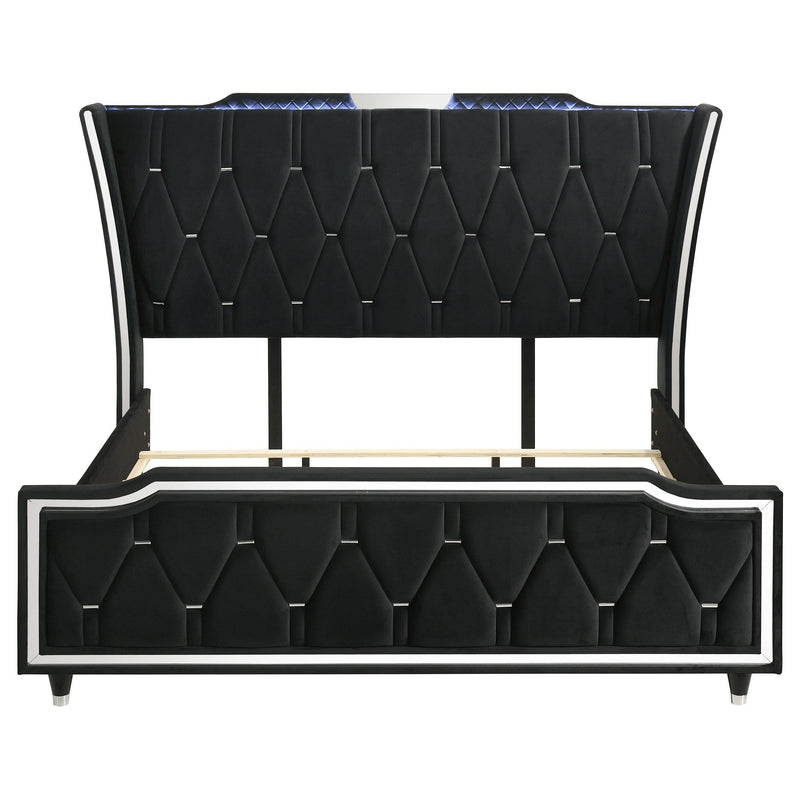 Lorient California King LED Upholstered Bed Black - 223161KW