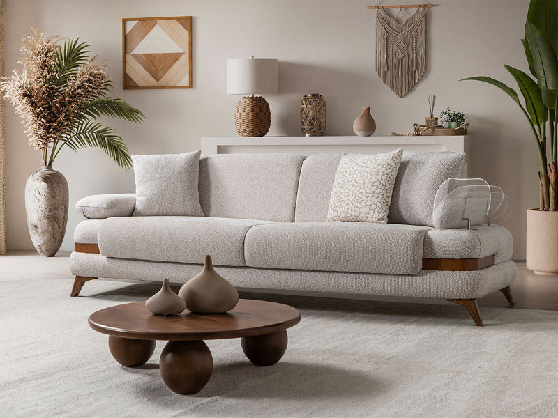 Loris Convertible Loveseat - Brown in Cream - 200-ST-LORI-SOFT03-2