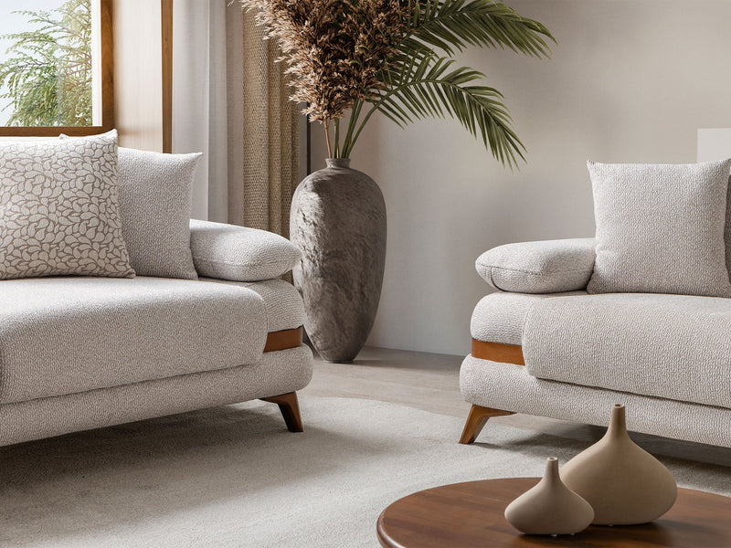 Loris Convertible Loveseat - Brown in Cream - 200-ST-LORI-SOFT03-2