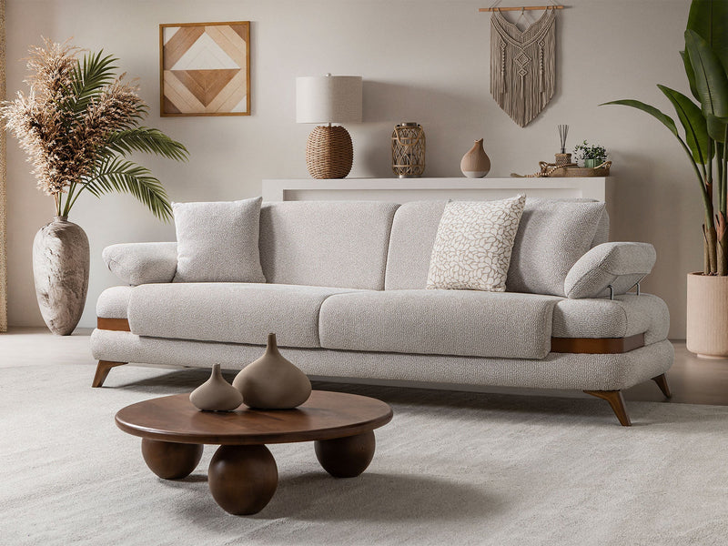 Loris Convertible Loveseat - Brown in Cream - 200-ST-LORI-SOFT03-2